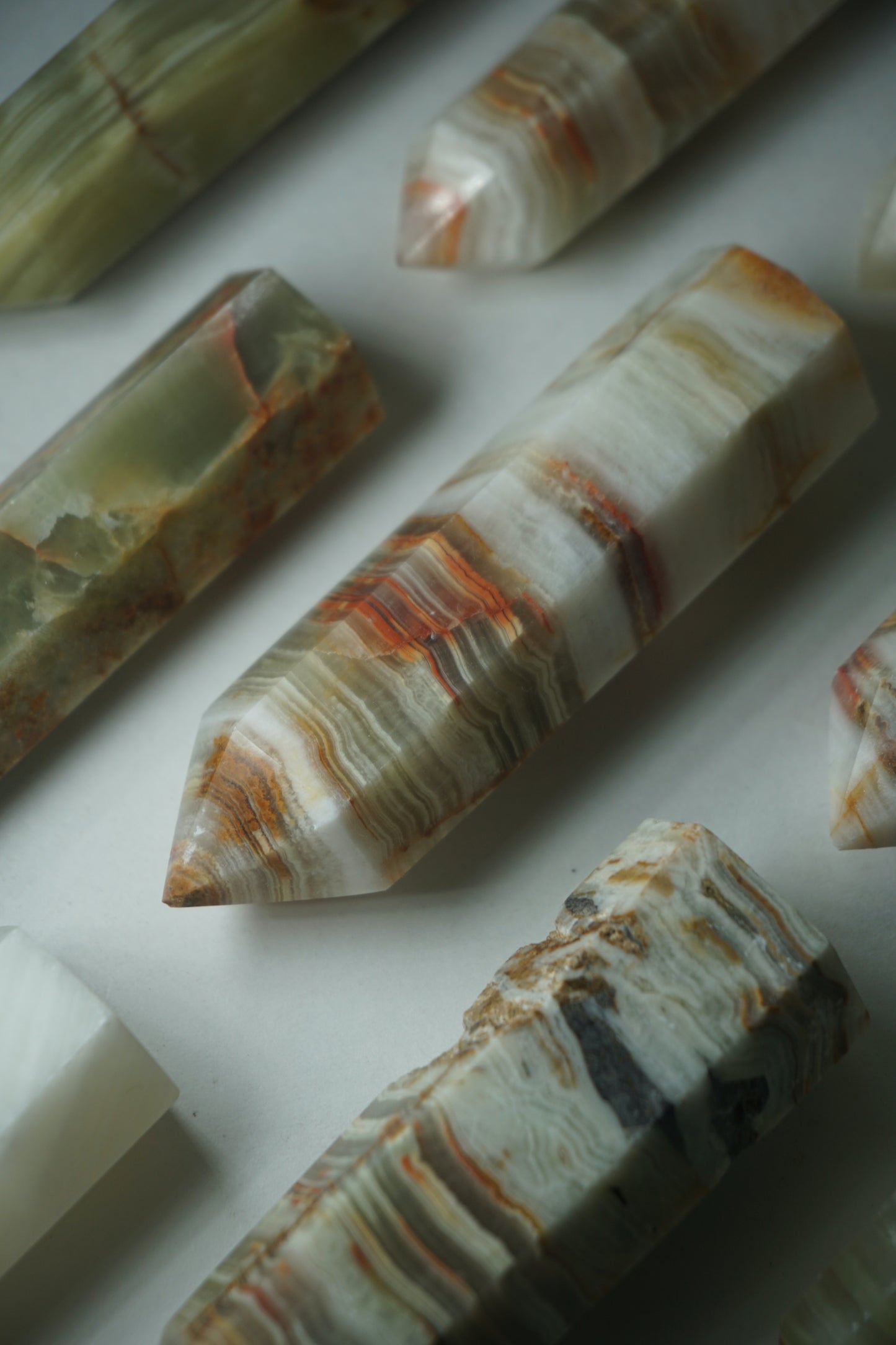 Green Onyx: A soothing and revitalizing crystal, is prized for its serene green hues and its ability to promote emotional healing and renewal.