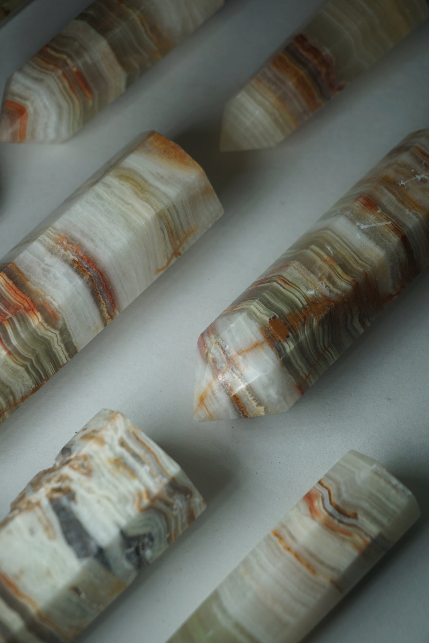 Green Onyx: A soothing and revitalizing crystal, is prized for its serene green hues and its ability to promote emotional healing and renewal.