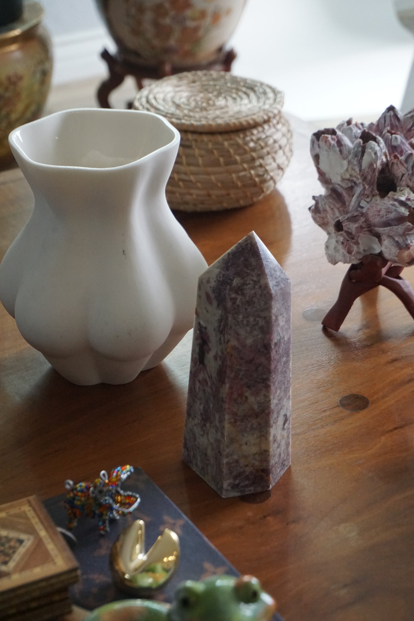 Pink Tourmaline: A captivating and tender crystal, is treasured for its delicate shades of pink that radiate unconditional love and emotional healing. With its connection to the Heart chakra, Pink Tourmaline promotes self-love, compassion, and harmonious relationships.