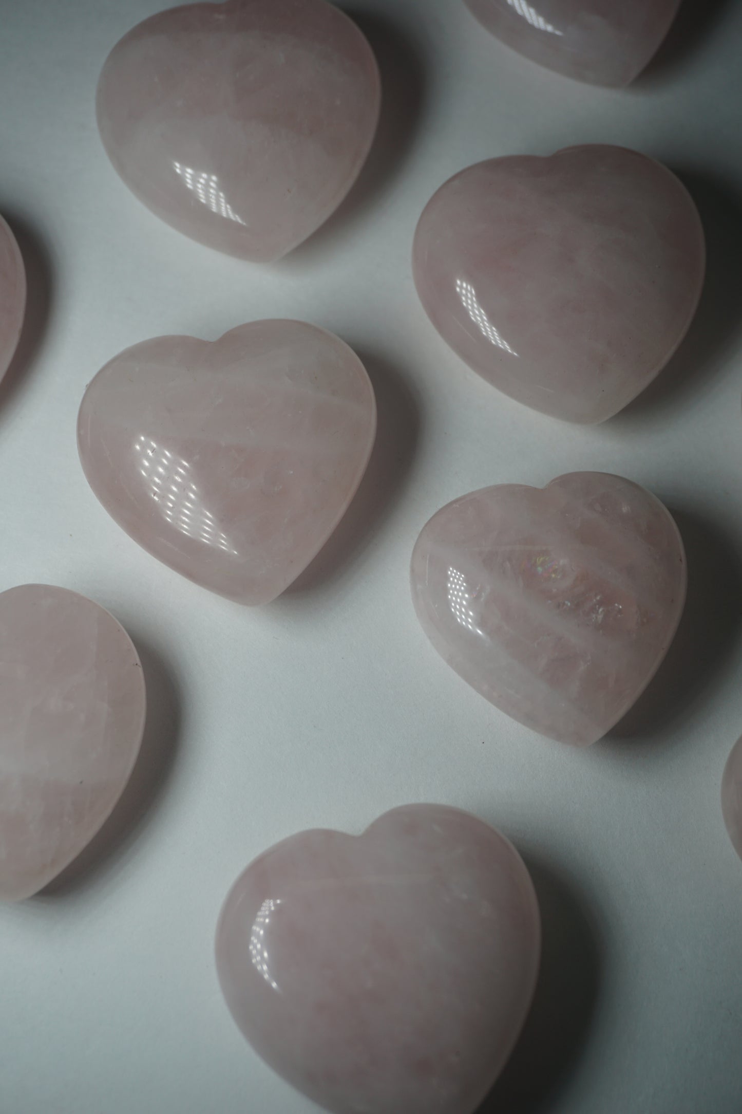 Rose Quartz: A gentle and universally cherished crystal, is treasured for its delicate pink hues and its profound connection to love and compassion. With its association to the Heart chakra, Rose Quartz promotes emotional healing, self-love, and harmony in relationships.