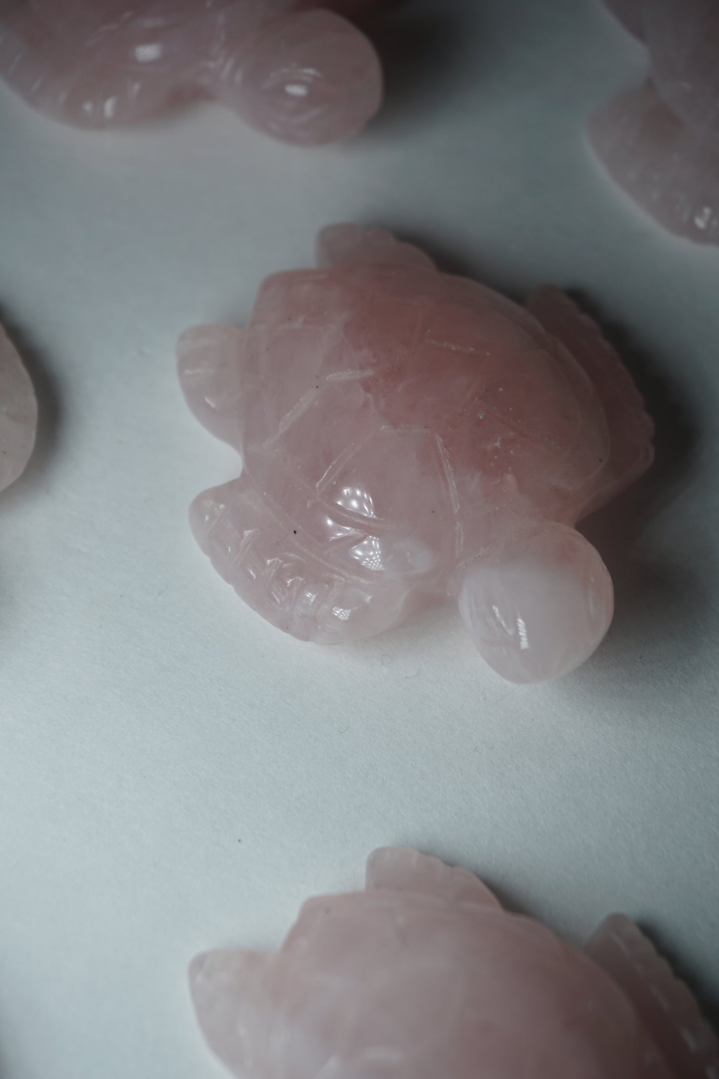 Rose Quartz: A gentle and universally cherished crystal, is treasured for its delicate pink hues and its profound connection to love and compassion. With its association to the Heart chakra, Rose Quartz promotes emotional healing, self-love, and harmony in relationships.