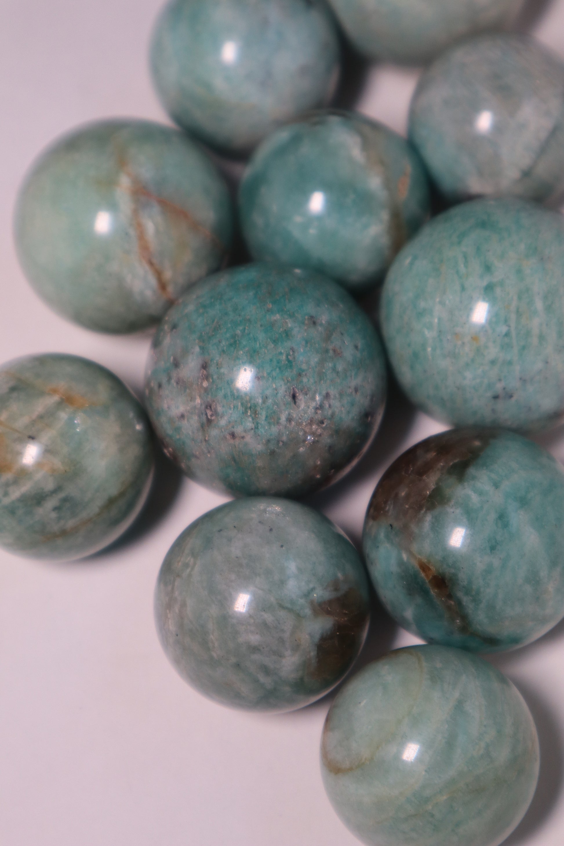 Amazonite: A captivating and soothing crystal, is celebrated for its tranquil shades of blue-green reminiscent of calming waters.