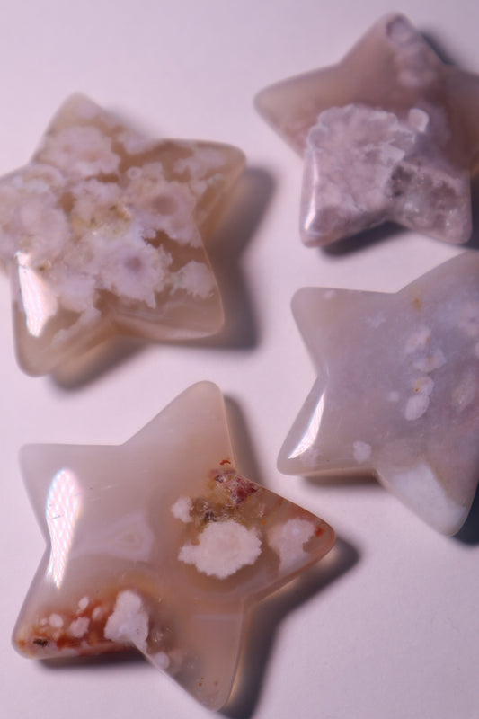 Flower Agate: Assists in visualizing the growth process, acknowledging and enjoying each stage. It assists us in reaching our full potential by shielding us from worries and self-doubt.
