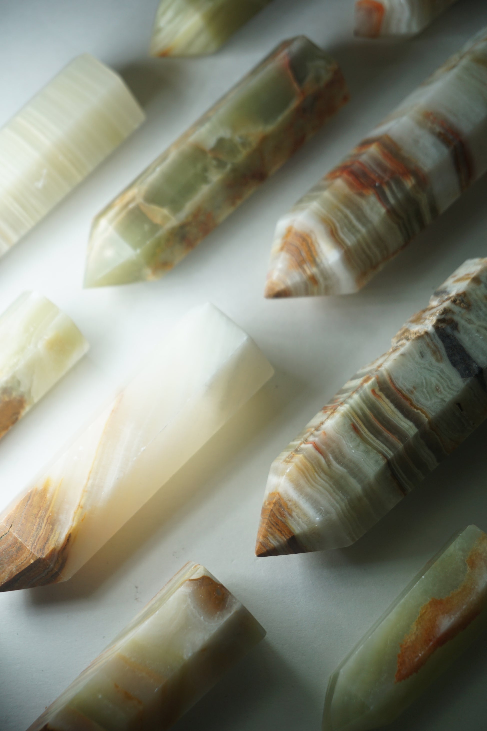 Green Onyx: A soothing and revitalizing crystal, is prized for its serene green hues and its ability to promote emotional healing and renewal.