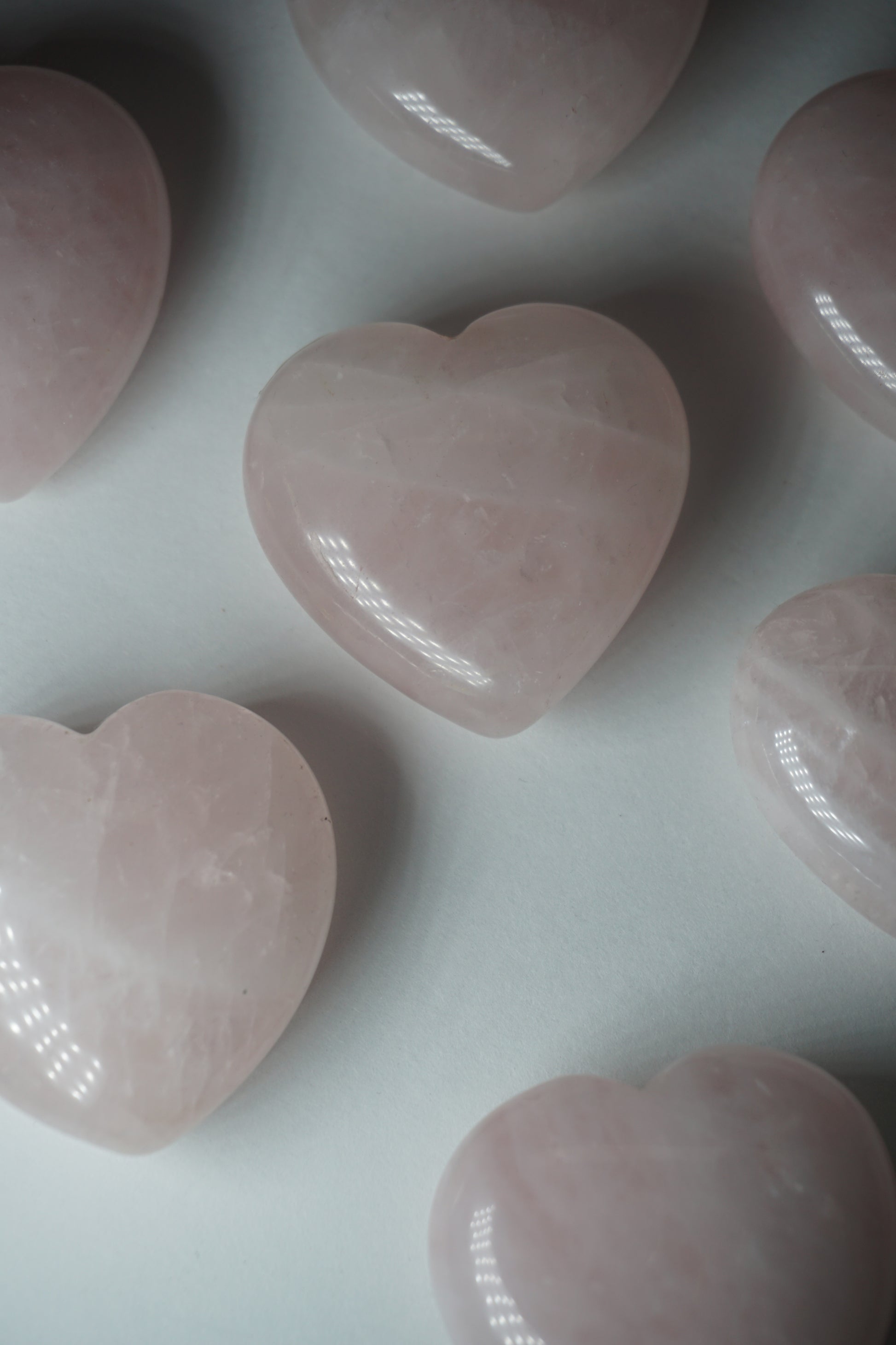 Rose Quartz: A gentle and universally cherished crystal, is treasured for its delicate pink hues and its profound connection to love and compassion. With its association to the Heart chakra, Rose Quartz promotes emotional healing, self-love, and harmony in relationships.