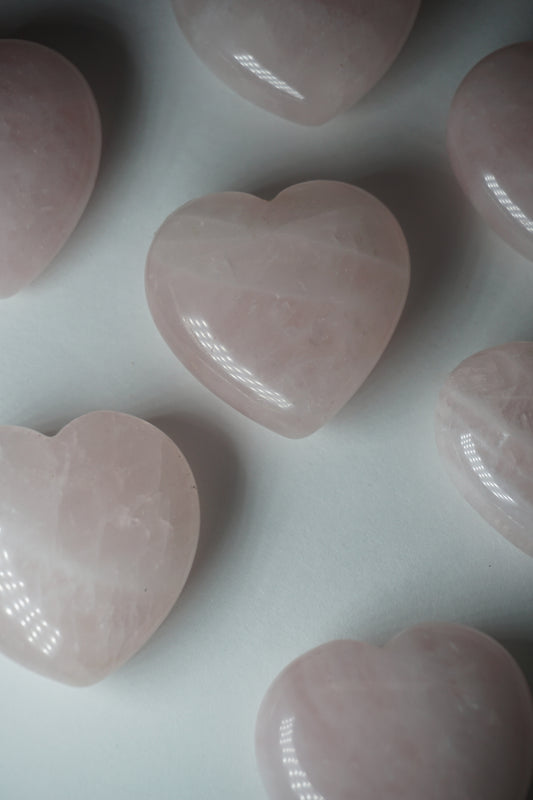 Rose Quartz: A gentle and universally cherished crystal, is treasured for its delicate pink hues and its profound connection to love and compassion. With its association to the Heart chakra, Rose Quartz promotes emotional healing, self-love, and harmony in relationships.
