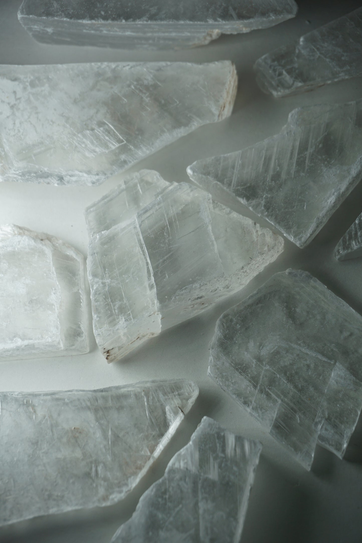 Selenite: A luminous and ethereal crystal, is revered for its radiant white appearance and its potent connection to higher realms. With its association to the Crown chakra, Selenite is believed to enhance spiritual awareness, communication with angels, and deep meditation.