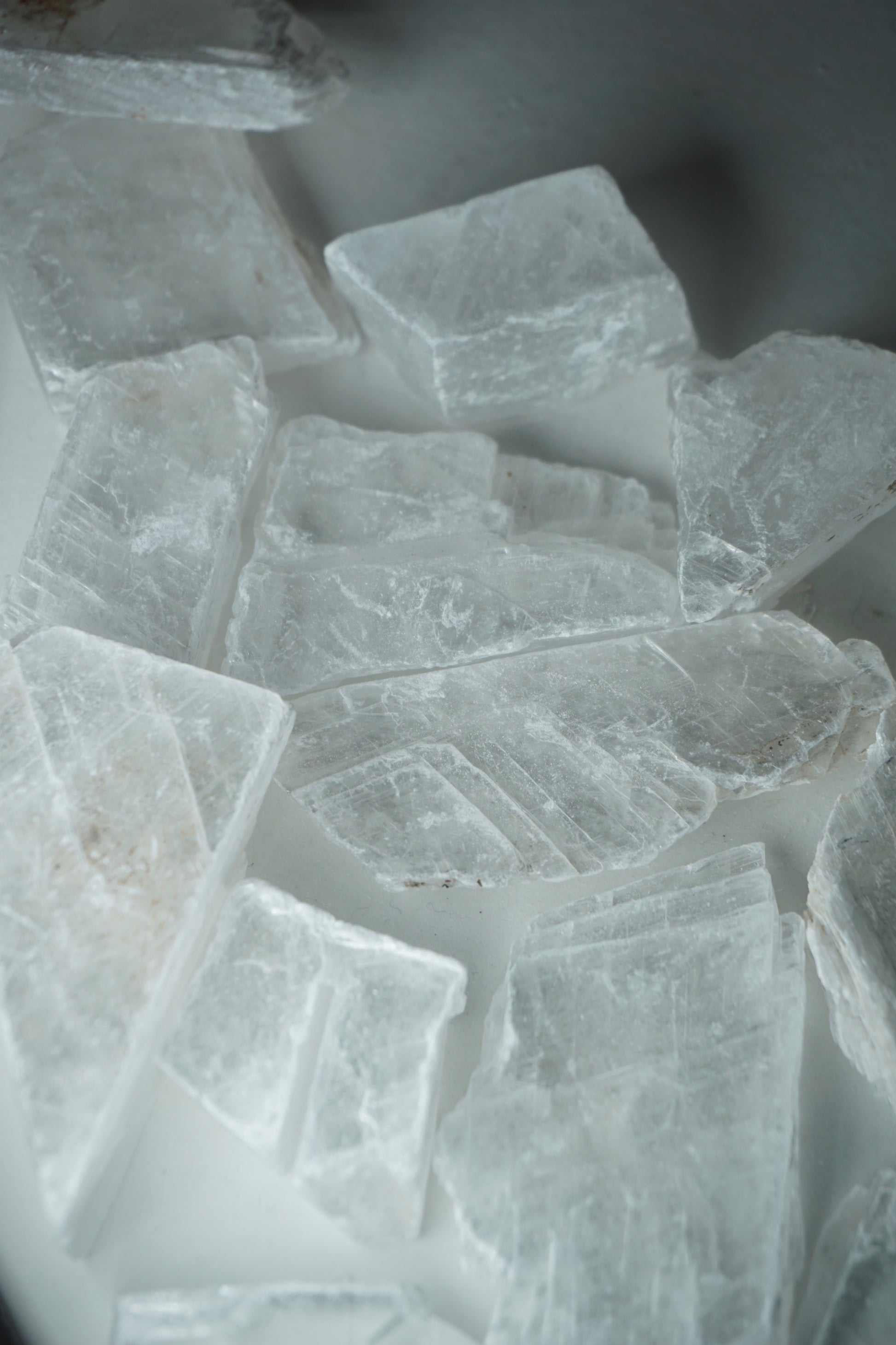 Selenite: A luminous and ethereal crystal, is revered for its radiant white appearance and its potent connection to higher realms. With its association to the Crown chakra, Selenite is believed to enhance spiritual awareness, communication with angels, and deep meditation.